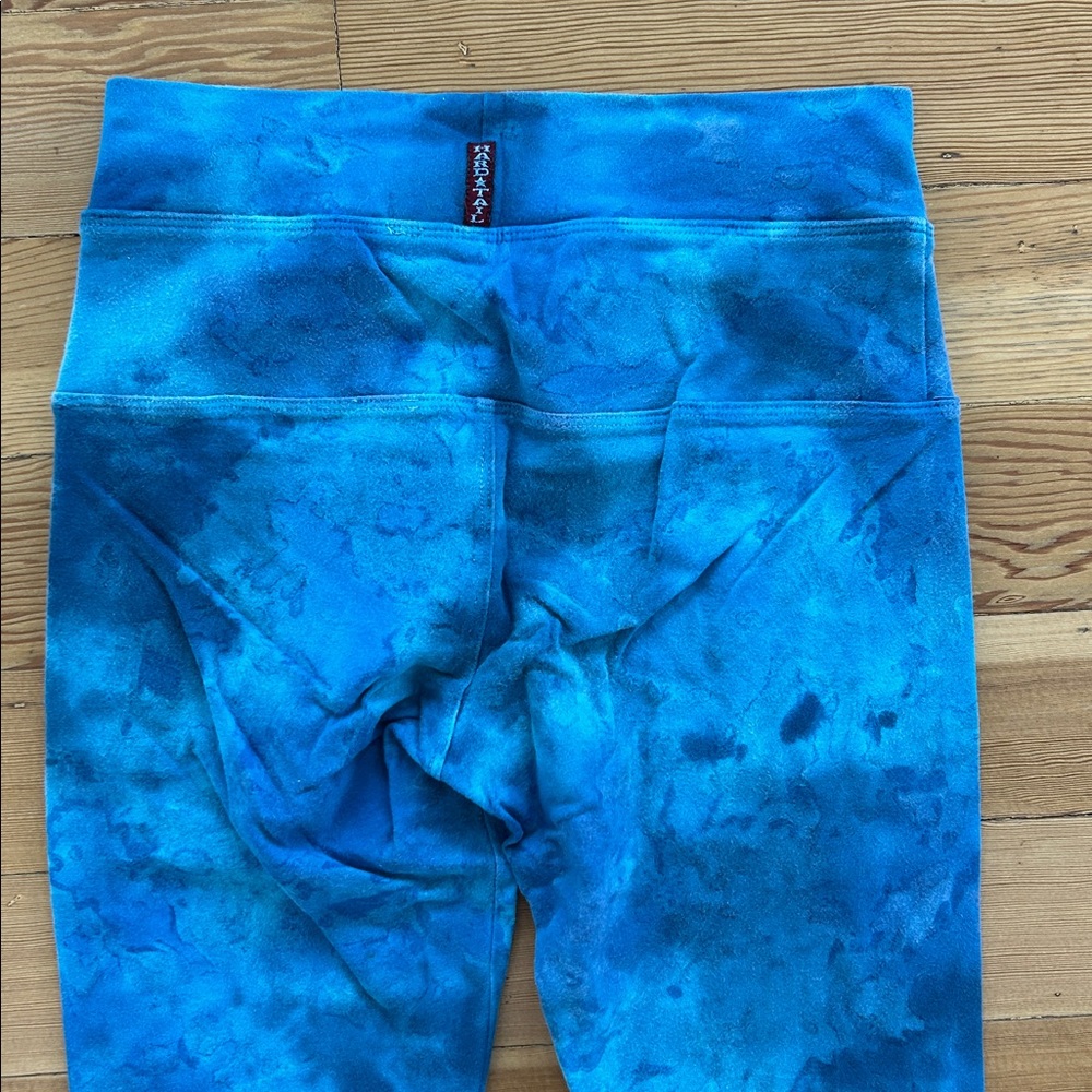 HARD TAIL FOREVER tie dye blue capri yoga leggings size S 90% cotton 10% lycra - Picture 6 of 13